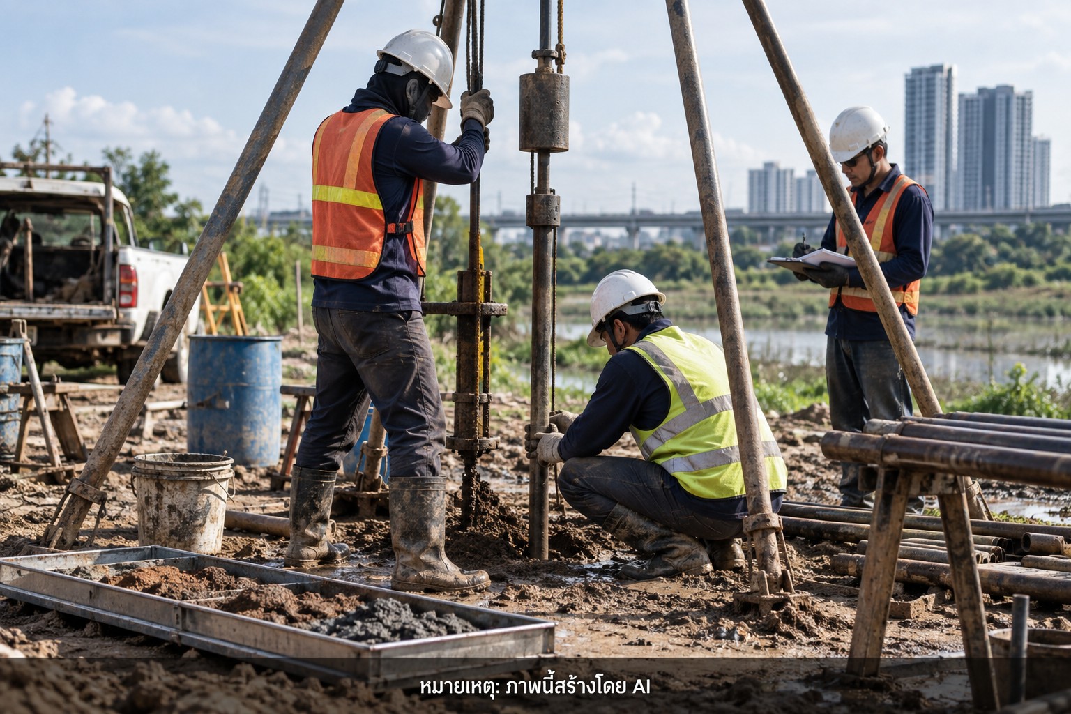การทดสอบ Standard Penetration Test (SPT) และการเก็บตัวอย่างดินภาคสนาม